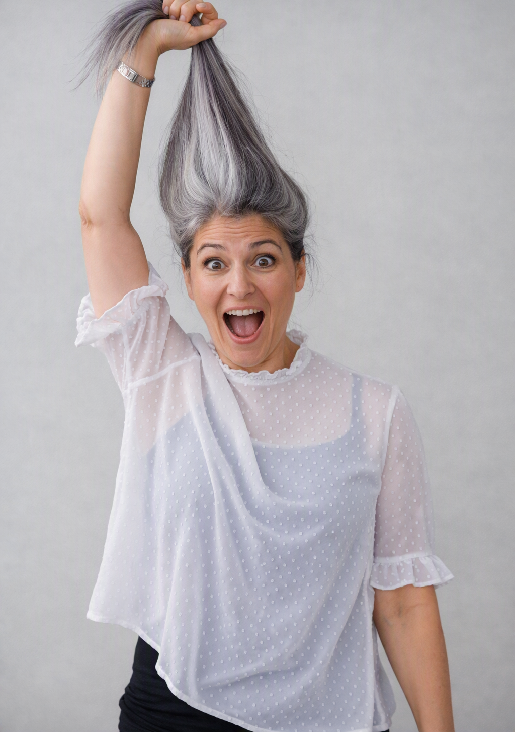 Revised- Woman pulling hair up